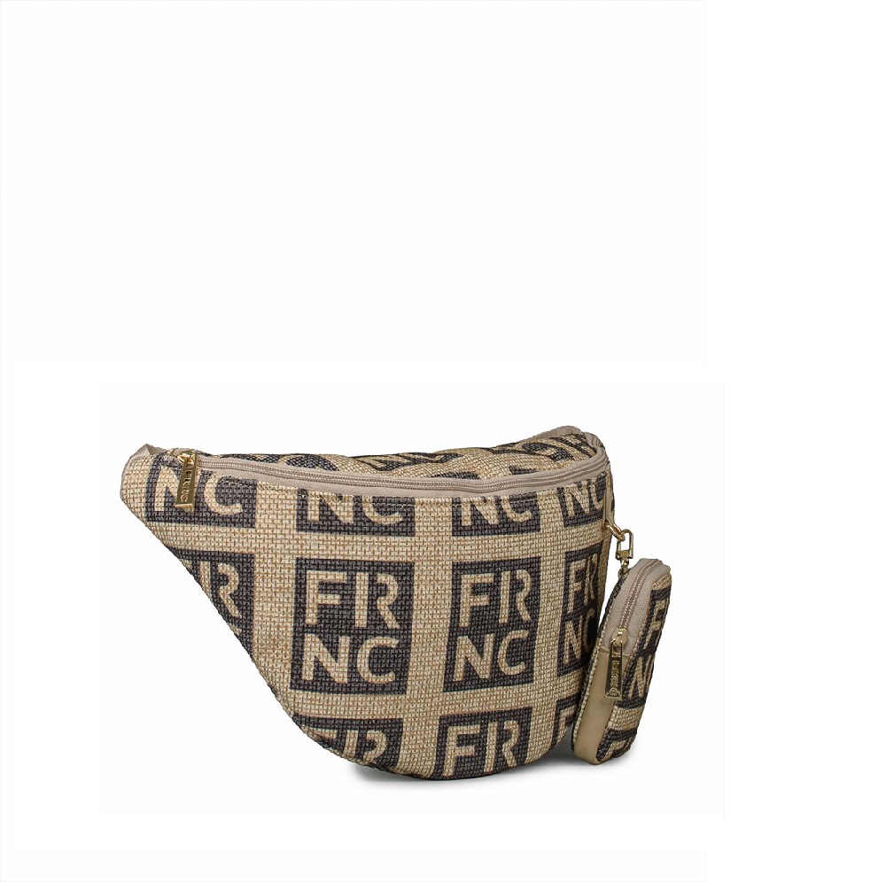 Γυναικείο Belt bag Σε Χρώμα Καφέ  Μπεζ Ψάθα FRNC 5321 COF  Collection SS2025