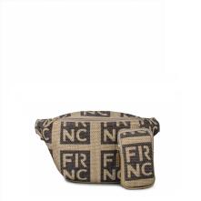 Γυναικείο Belt bag Σε Χρώμα Καφέ  Μπεζ Ψάθα FRNC 5320 COF Collection SS2025