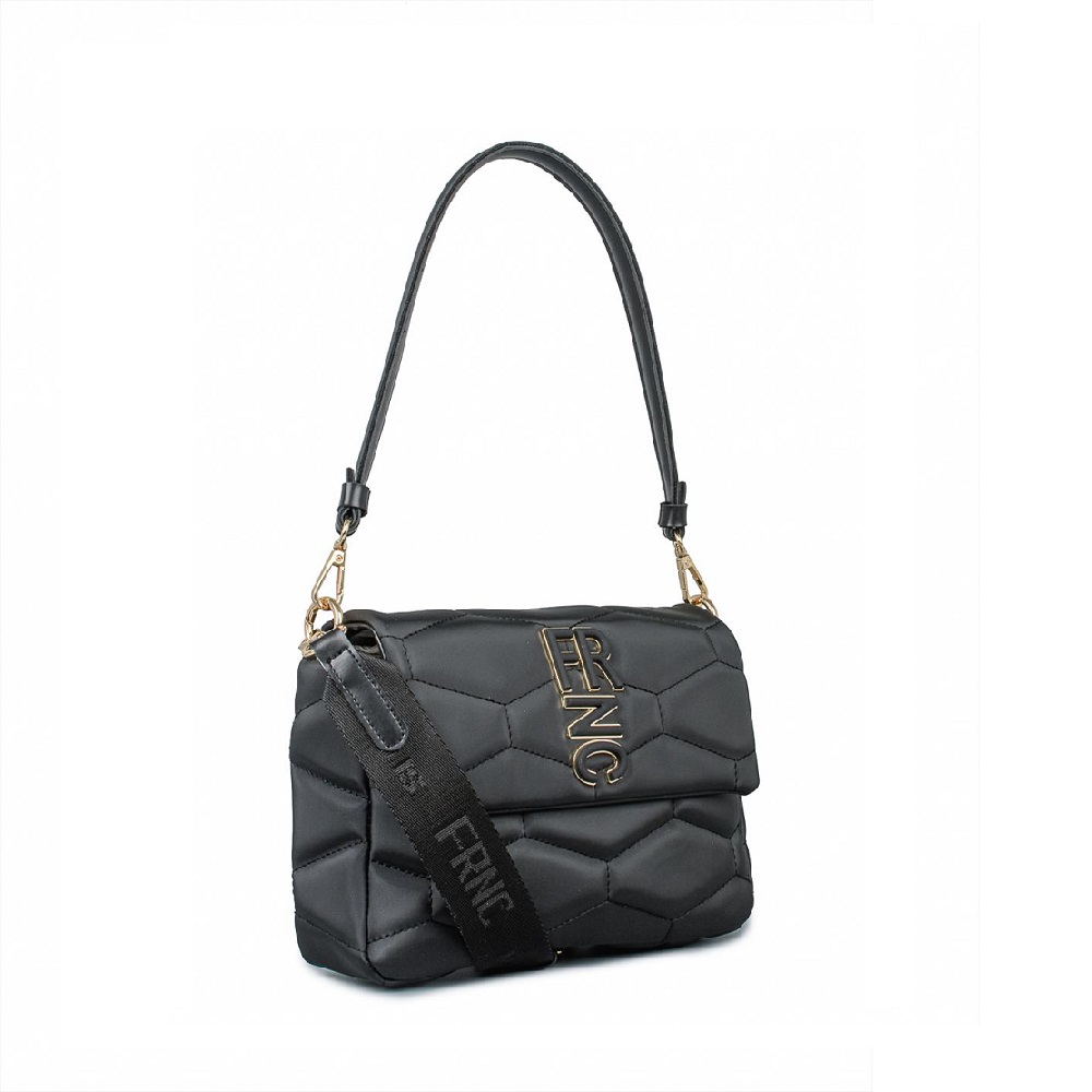 Γυναικεία Τσάντα Ώμου σε μαύρο χρώμα FRNC  4974 ΒLΚ Collection SS2025