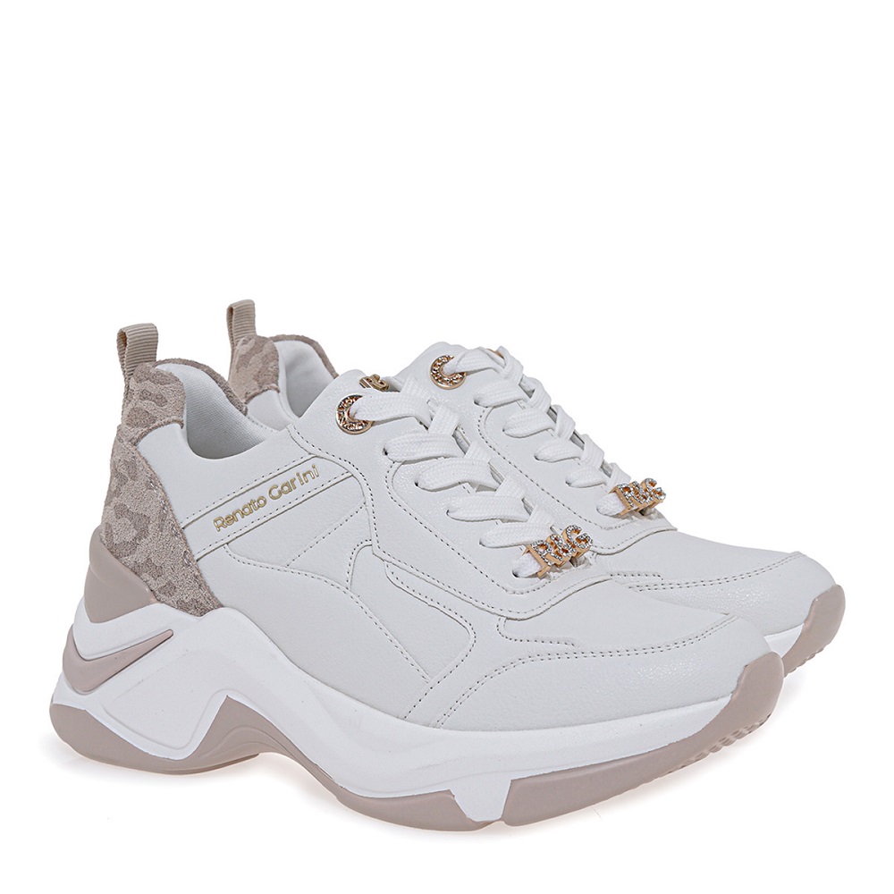 Γυναικείο sneaker σε ασπρο/λεοπάρ χρώμα Renato Garini  V119R340490Κ