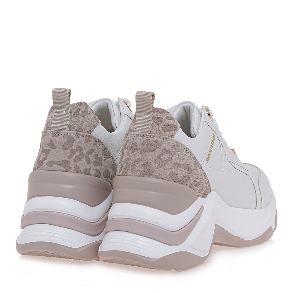 Γυναικείο sneaker σε ασπρο/λεοπάρ χρώμα Renato Garini  V119R340490Κ