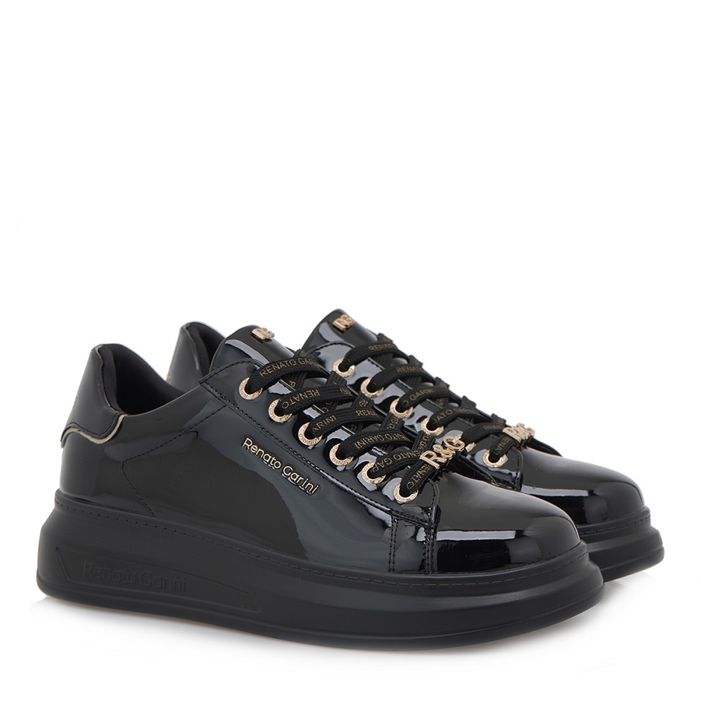 Γυναικείο sneaker σε μαύρο λουστρίνι Renato Garini  V119R25827Ε4  Collection SS2025