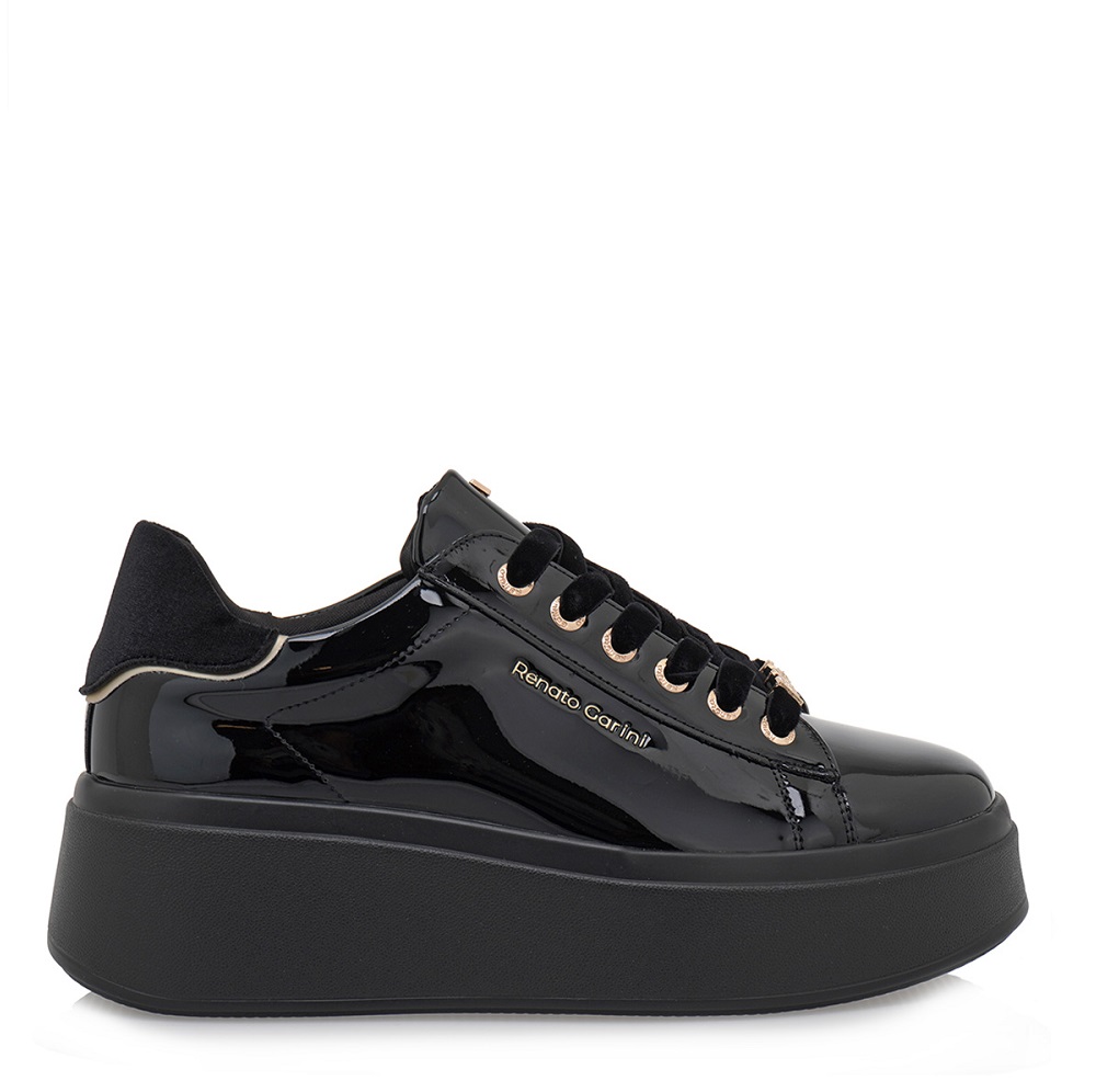 Γυναικείο sneaker μαύρο λουστρίνι Renato Garini  V119R885322Χ Collection FW 2025
