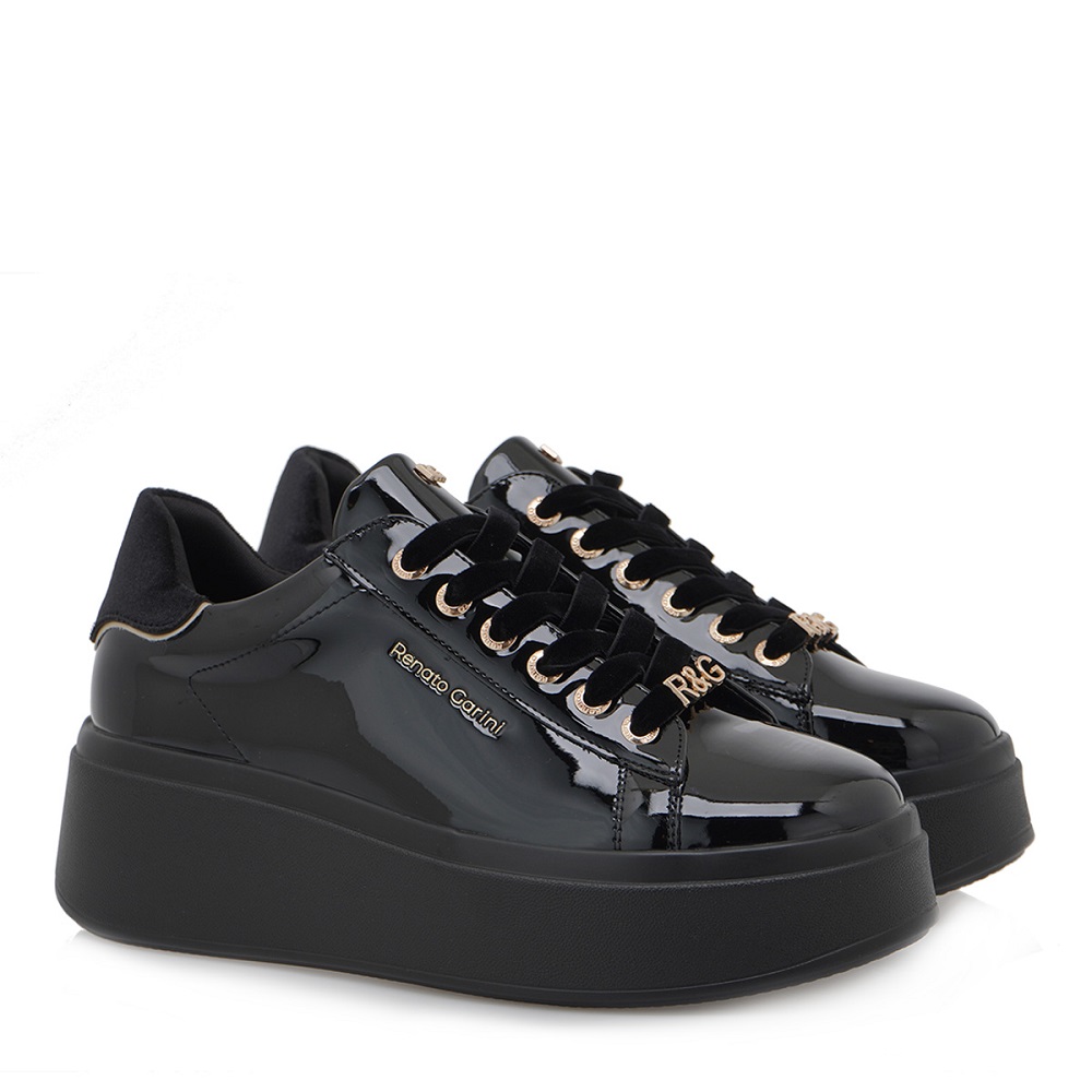 Γυναικείο sneaker μαύρο λουστρίνι Renato Garini  V119R885322Χ Collection FW 2025