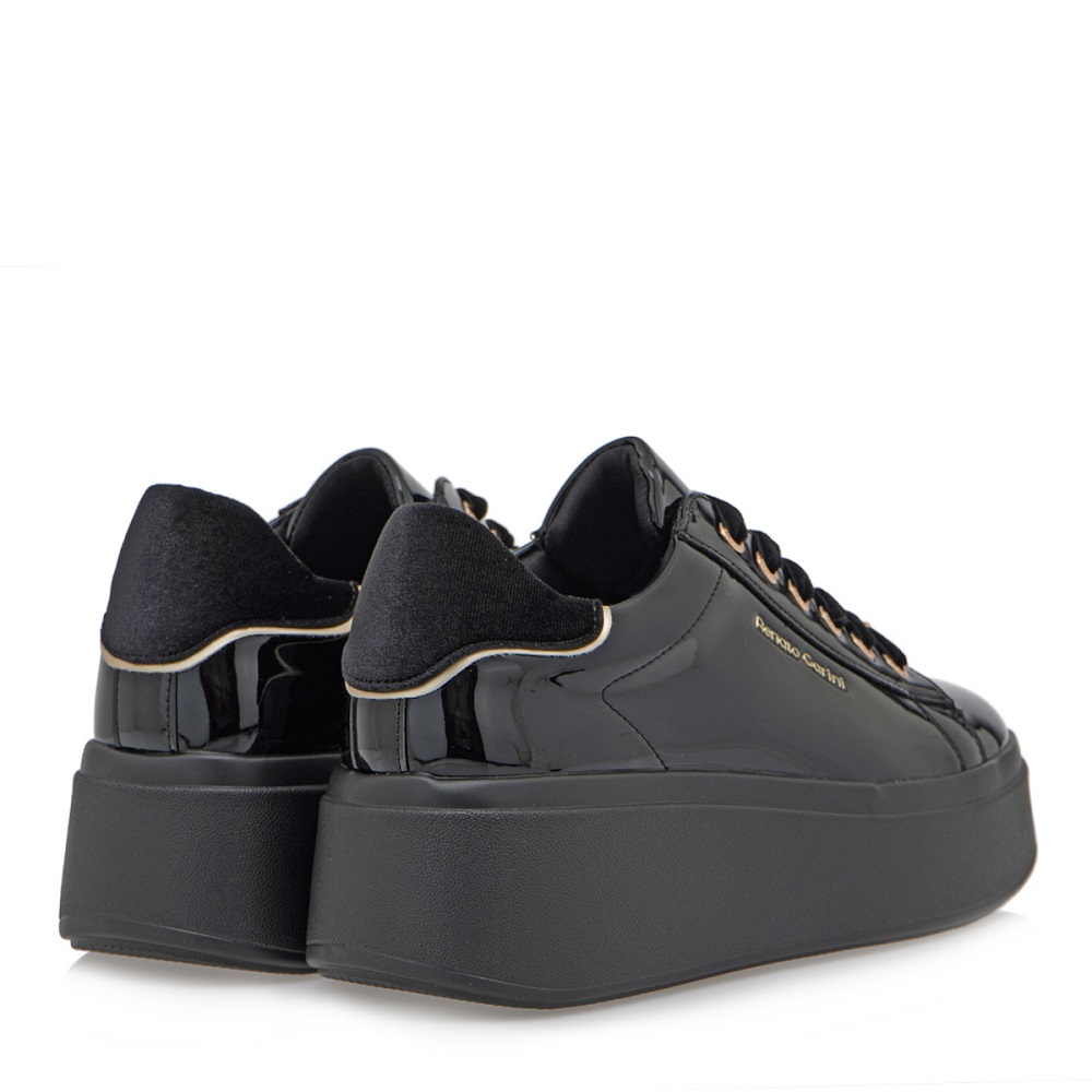 Γυναικείο sneaker μαύρο λουστρίνι Renato Garini  V119R885322Χ Collection FW 2025