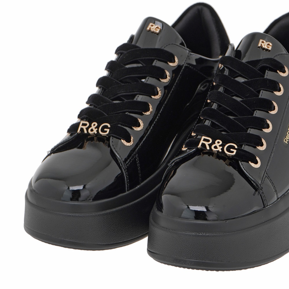 Γυναικείο sneaker μαύρο λουστρίνι Renato Garini  V119R885322Χ Collection FW 2025