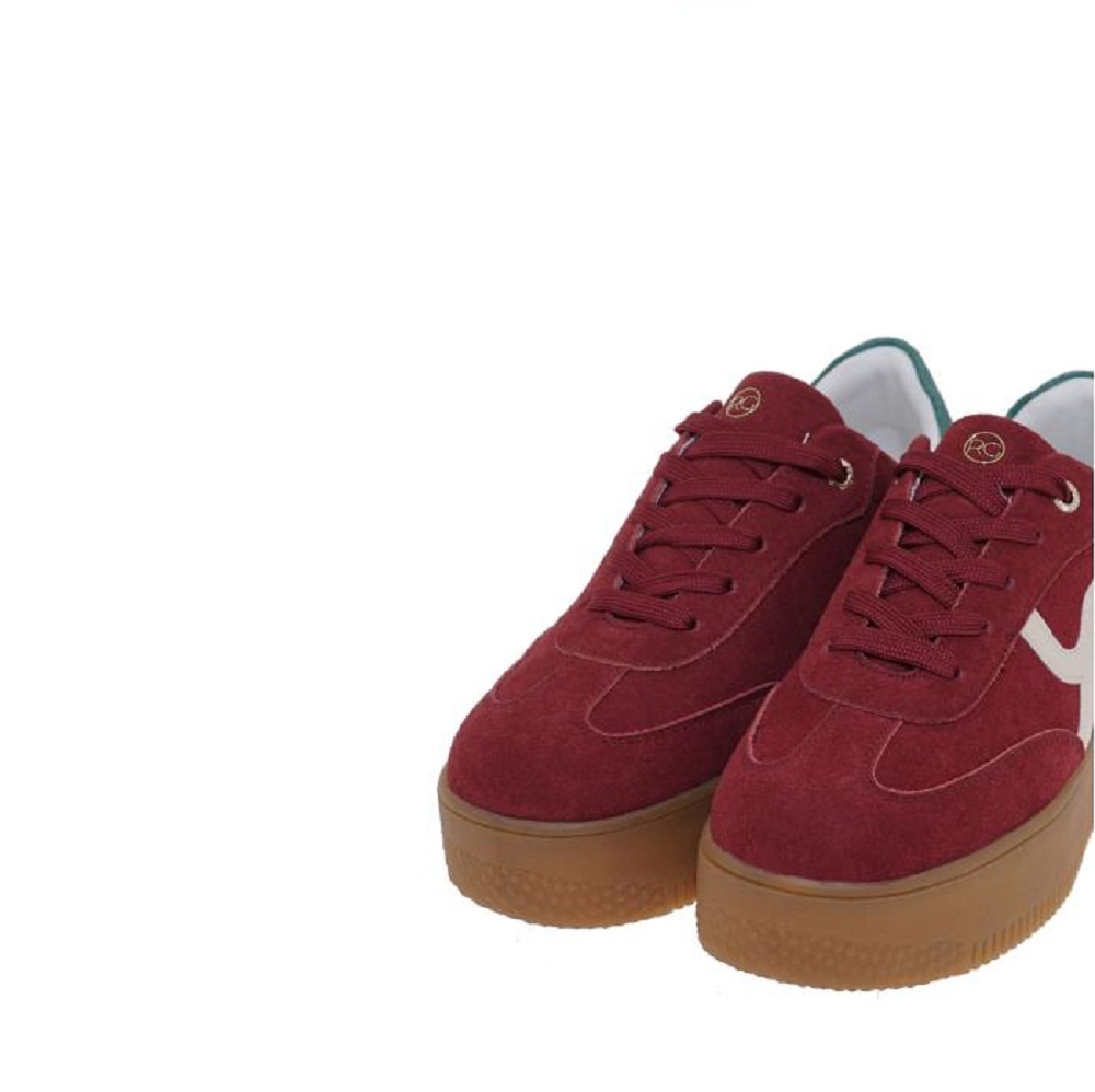 Γυναικείο δερμάτινο sneaker σε μπορντό σουέτ χρώμα Renato Garini V119R93435N5  Collection FW 2025