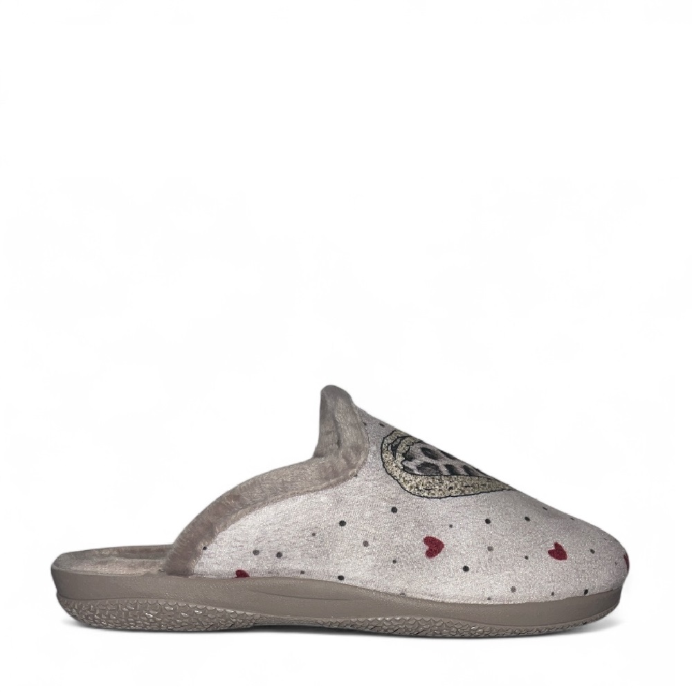 Γυναικεία παντόφλα βελουτέ σε μπέζ χρώμα Adams Shoes 1-624-25587-29