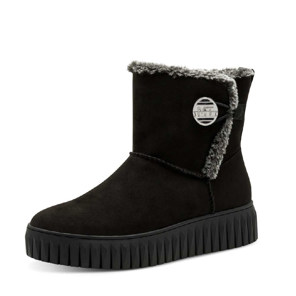 Γυναικείο μποτάκι σε μαύρο suede με γούνα Marco Tozzi  2-26416-45  001