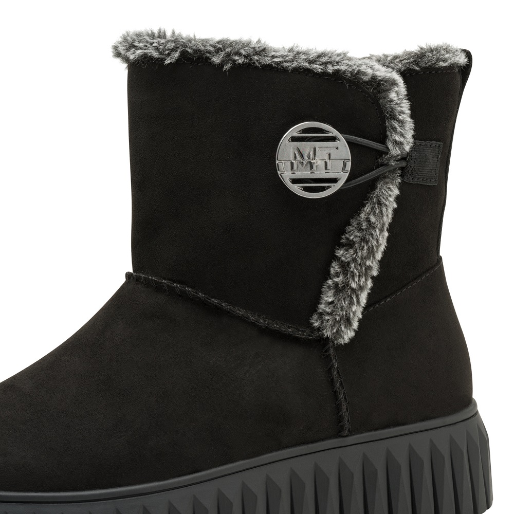 Γυναικείο μποτάκι σε μαύρο suede με γούνα Marco Tozzi  2-26416-45  001