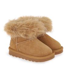 Δερμάτινο μποτάκι για κορίτσι με γούνα σε ταμπά χρώμα Renato Garini  VΑ39W1552534 Collection FW 2025 2