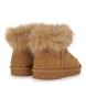 Δερμάτινο μποτάκι για κορίτσι με γούνα σε ταμπά χρώμα Renato Garini  VΑ39W1552534 Collection FW 2025-2