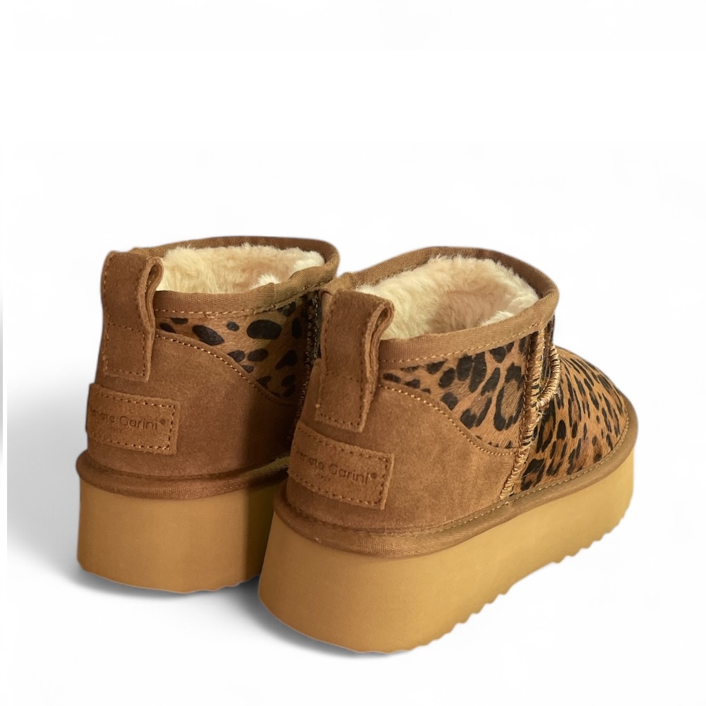 Γυναικείο μποτάκι δέρμα Renato Garini V332E8032869 leopard pony Collection FW 2025
