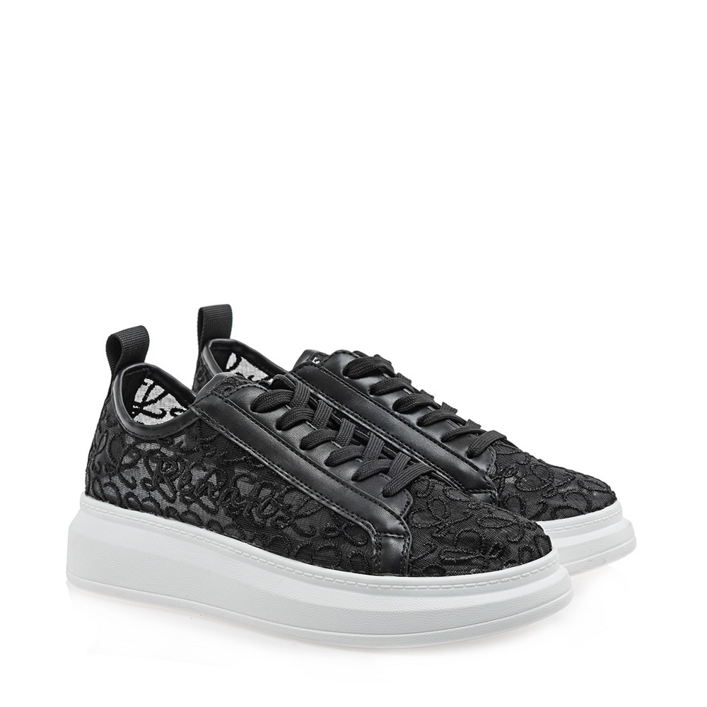 Γυναικείο sneaker μαύρο δαντέλα Renato Garini  W119R18025W3 Collection SS 2026