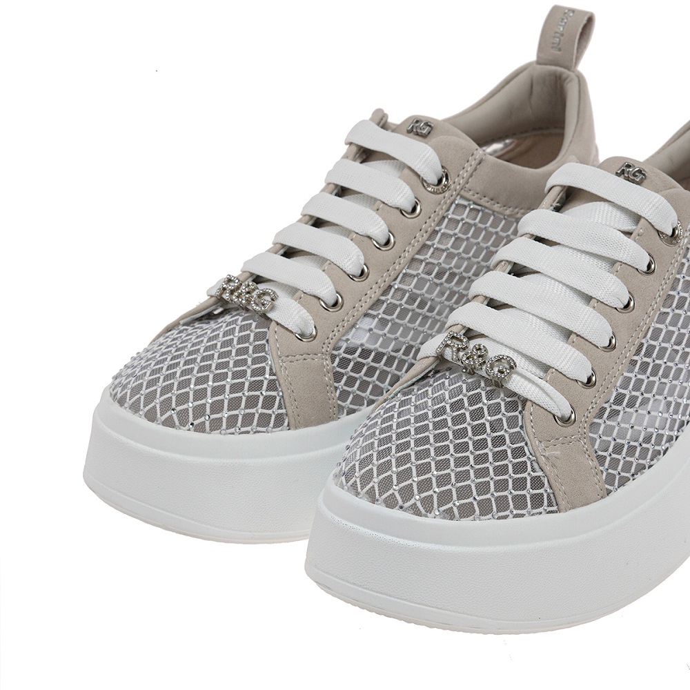 Γυναικείο sneaker Off White φιλτιρέ στρας Renato Garini  W119R61534V4 Collection SS 2026
