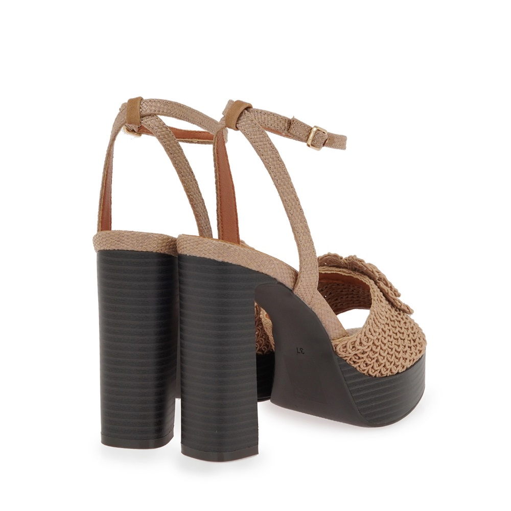 Γυναικείο αμπιγιέ πέδιλο μπέζ κροσέ EXE W470003368Υ5