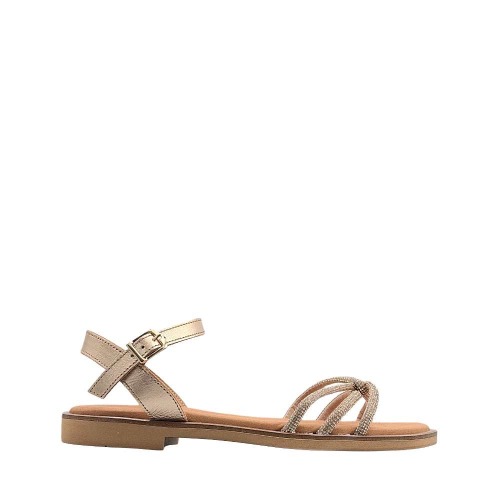 Γυναικείο δερμάτινο  πέδιλο Rosegold στράς Collection SS 2026