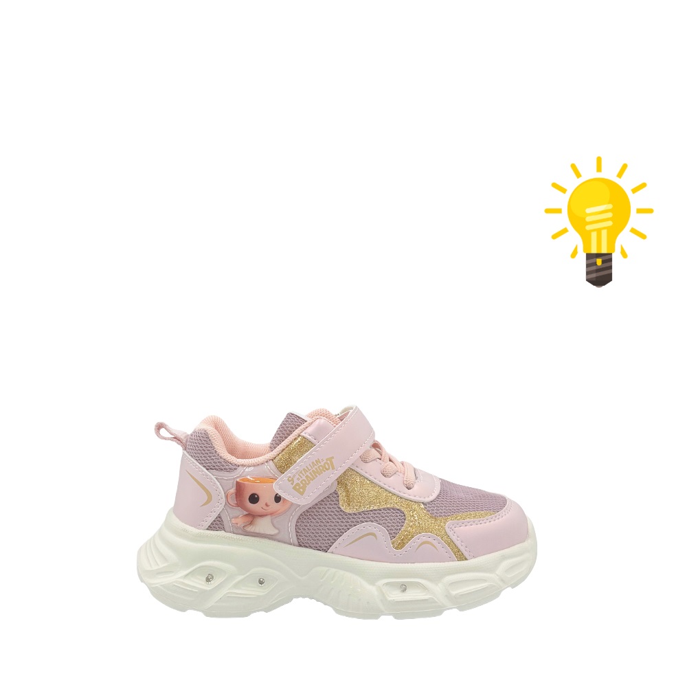 Italian Brainrot Παιδικά Sneakers Ανατομικά με Σκρατς & Φωτάκια ροζ SΚ350-SF123