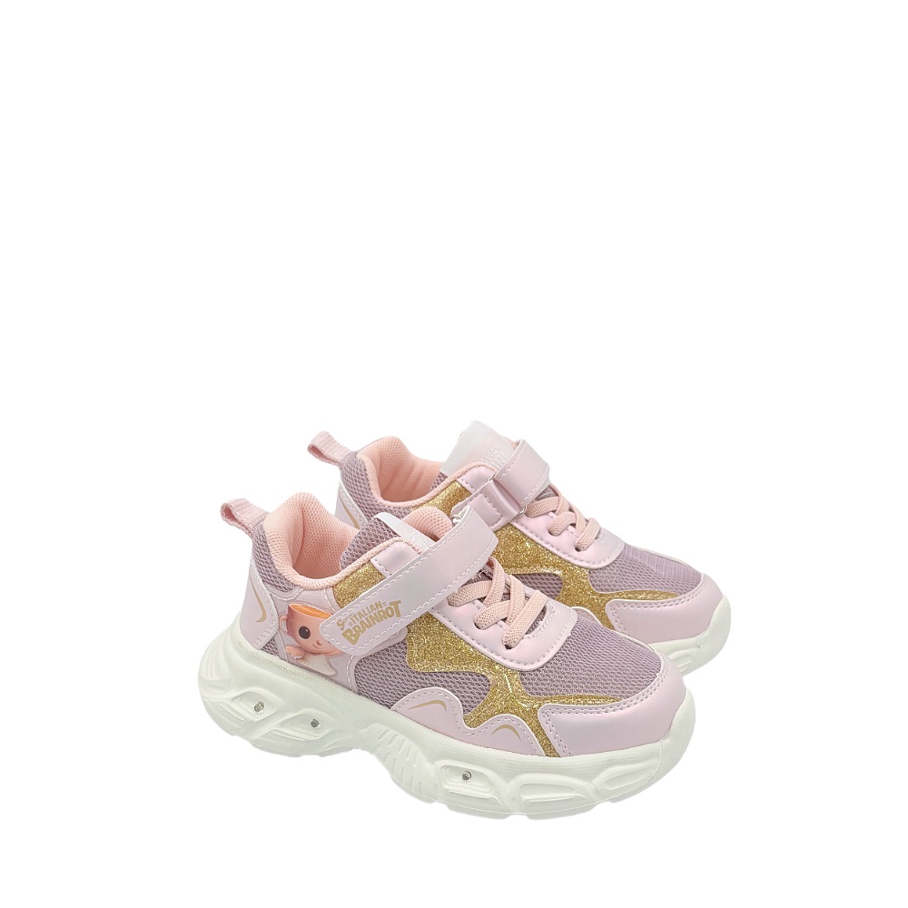 Italian Brainrot Παιδικά Sneakers Ανατομικά με Σκρατς & Φωτάκια ροζ SΚ350-SF123