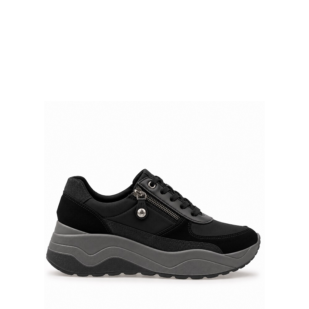Γυναικείο δερμάτινο ανατομικό  sneaker σε μαύρο χρώμα IMAC IMA/208490