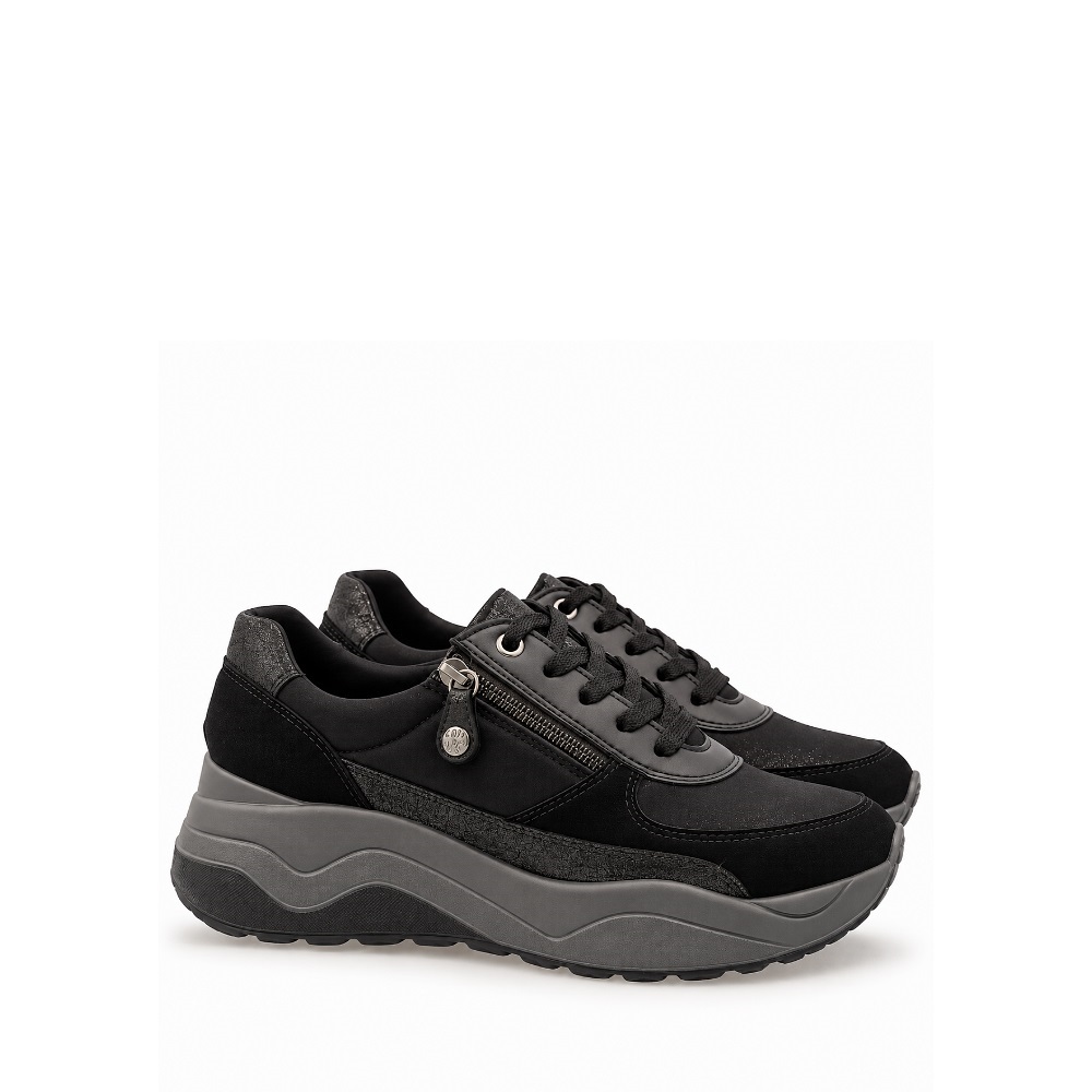 Γυναικείο δερμάτινο ανατομικό  sneaker σε μαύρο χρώμα IMAC IMA/208490