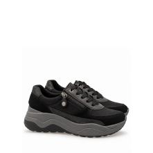 Γυναικείο δερμάτινο ανατομικό  sneaker σε μαύρο χρώμα IMAC IMA/208490 2