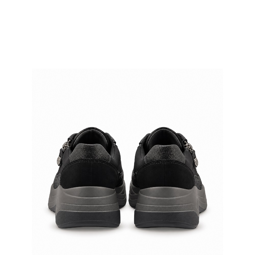 Γυναικείο δερμάτινο ανατομικό  sneaker σε μαύρο χρώμα IMAC IMA/208490
