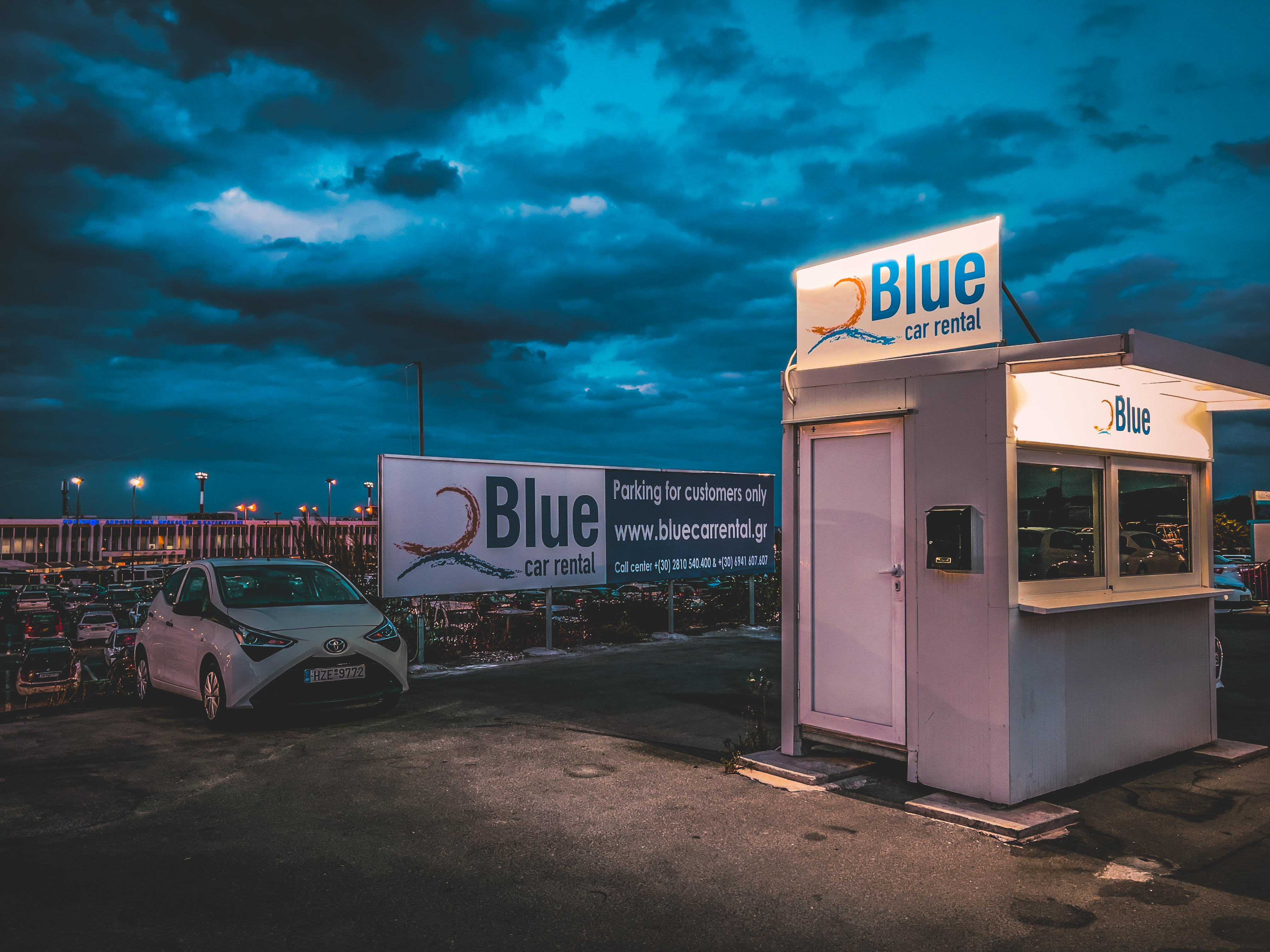 Blue Car Rental Airport Parking