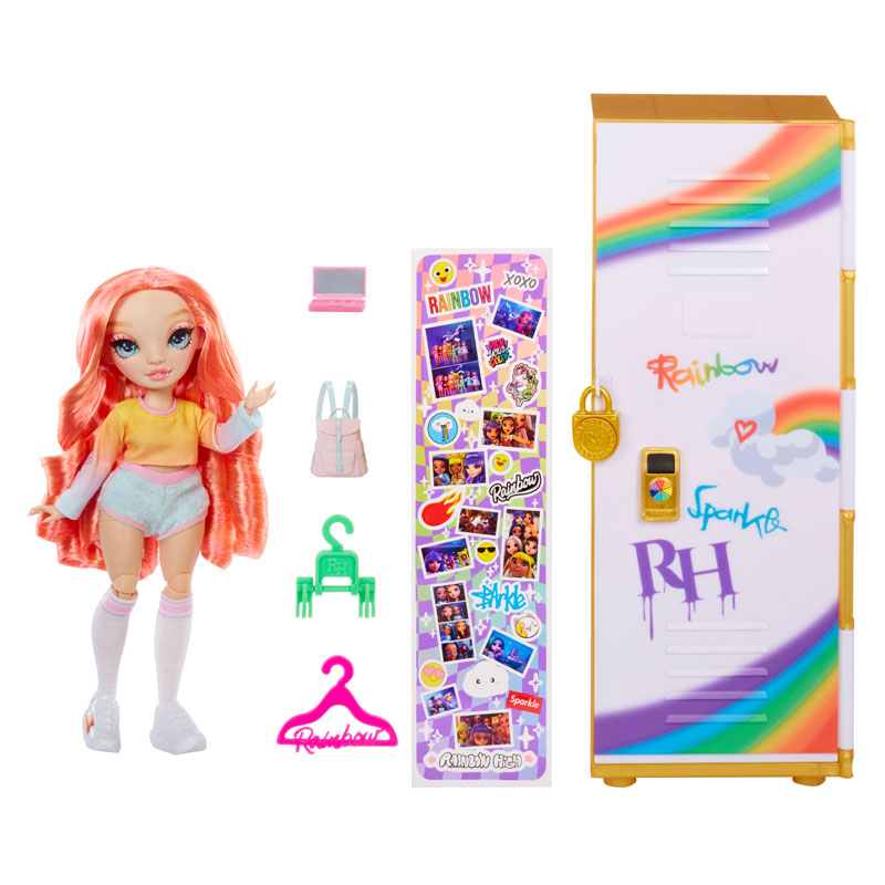 MGA Entertainment Raibow High Locker Playset & Doll Pinkly Paige Νέα Ντουλάπα & κούκλα 121015-EUC