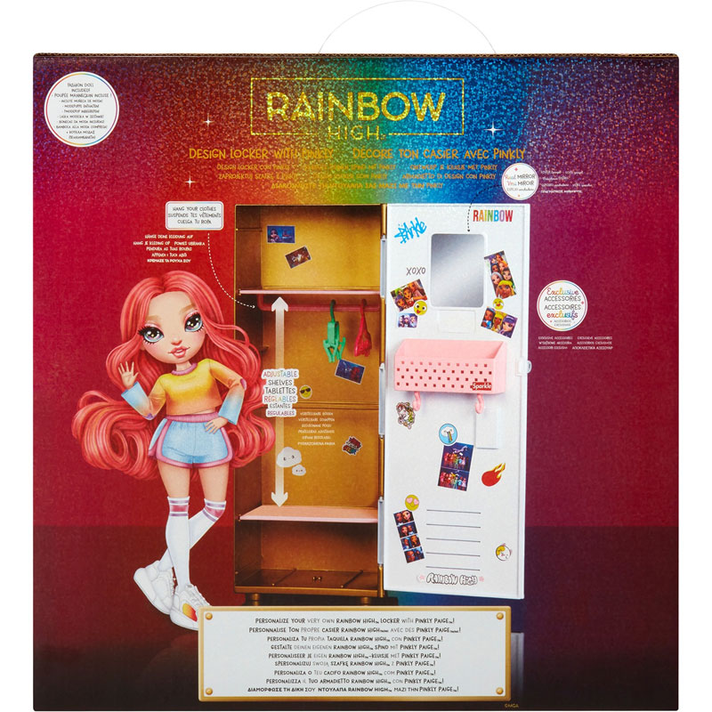 MGA Entertainment Raibow High Locker Playset & Doll Pinkly Paige Νέα Ντουλάπα & κούκλα 121015-EUC