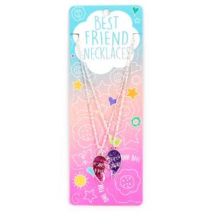 Gama Brands Best Friends Necklaces Κρεμαστό σετ 2τεμ Pink-Purple Glitter Split Heart 14482395
