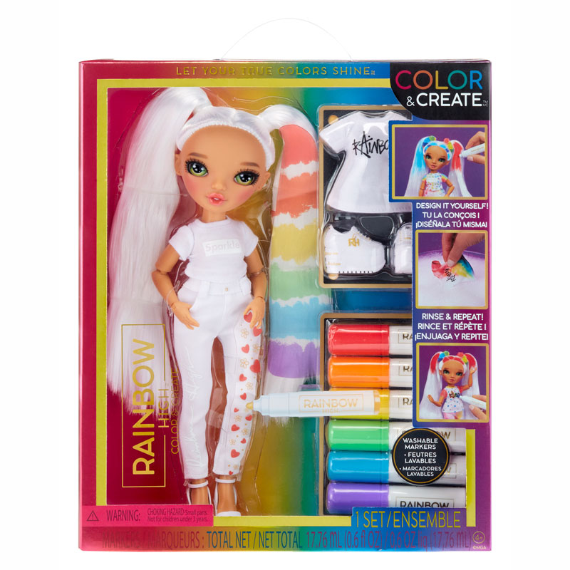 MGA Entertainment Kούκλα Raibow High Set Color & Create Ζωγραφίζω (Πράσινα Μάτια) 500407EUC