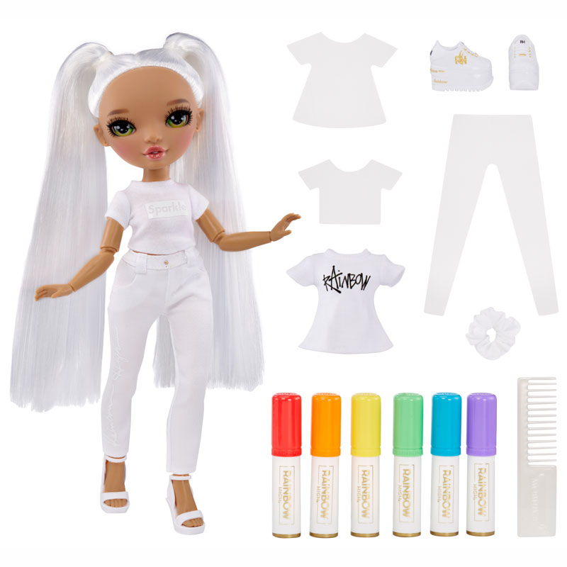 MGA Entertainment Kούκλα Raibow High Set Color & Create Ζωγραφίζω (Πράσινα Μάτια) 500407EUC