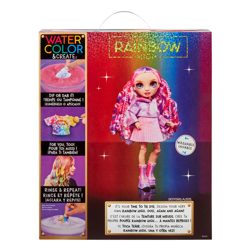 MGA Entertainment Kούκλα Raibow High Set Watercolor & Create Tie Dye (Μωβ Μάτια) 507581-EUC