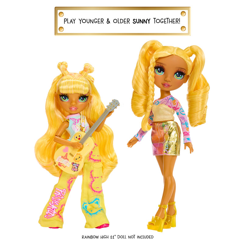 MGA Entertainment Rainbow High Junior Rockband Doll Sunny 23cm 565628-EUC