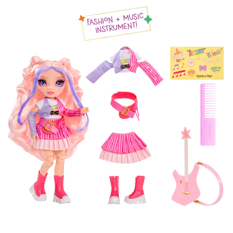 MGA Entertainment Rainbow High Junior Rockband Doll Bella 23cm 565659-EUC