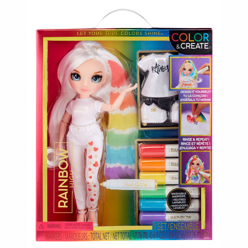 MGA Entertainment Kούκλα Raibow High Set Color & Create Ζωγραφίζω (Μπλε Μάτια) 594123EUC