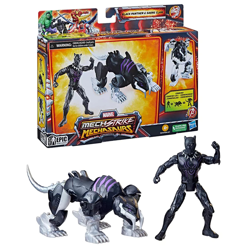 Hasbro Marvel Mech Strike: Mechasaurus - Black Panther Action Figure 10cm F6676