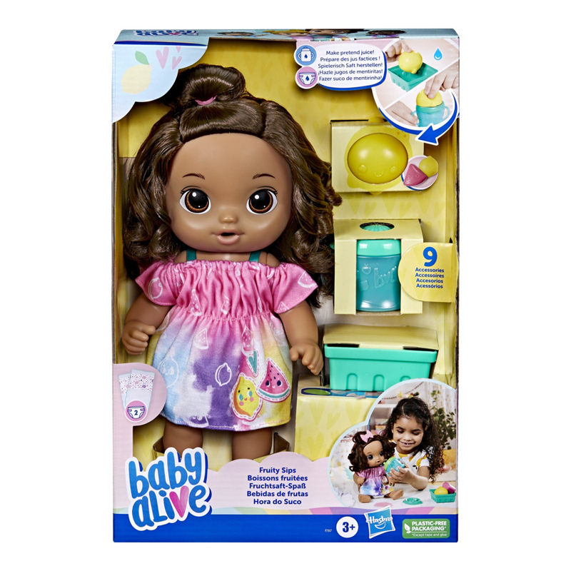 Hasbro Baby Alive Fruity Sips Lemon Brunette Hair F7357