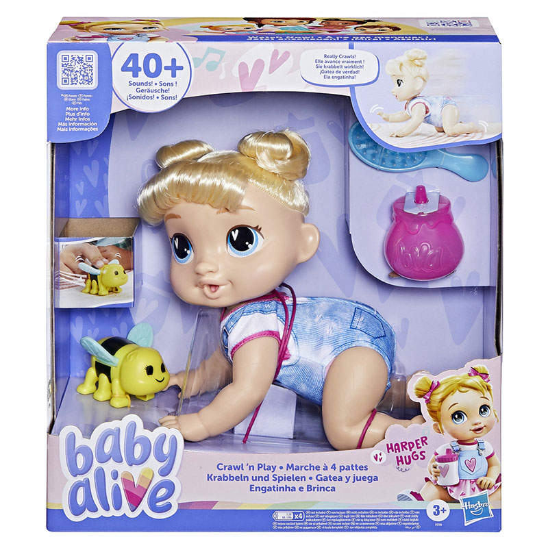 Hasbro Baby Alive Blonde Hair Crawl n' Play  Harper Hugs F9709