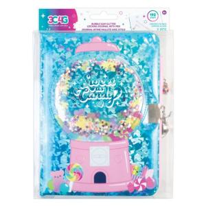 Make It Real Bubble Gum Glitter Locking Journal With Pen 12052