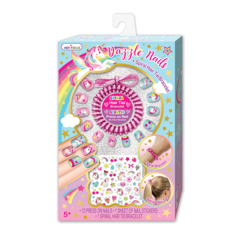 Hot Focus Dazzle Nails Unicorn Σετ Νυχιών με βραχιόλι HF030UC