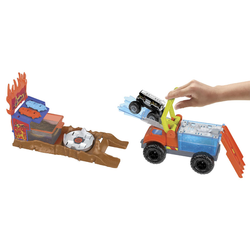 Mattel Hot Wheels Σετ παιχνιδιού Χρωμοκεραυνών Monster Trucks Πυροσβεστικό HPN73