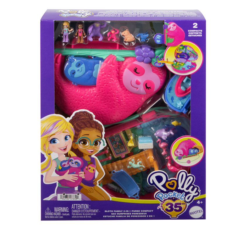 Mattel Polly Pocket™ Θήκη - Τσαντάκι Sloth Family HRD40