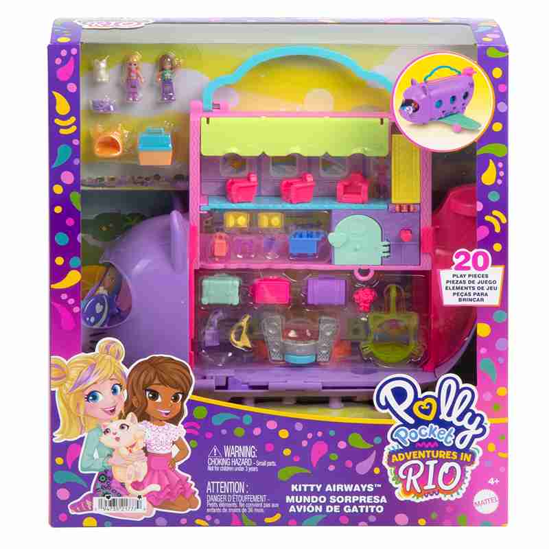 Mattel Polly Pocket Kitty Airways Playset Μίνι Αεροπλάνο Γατάκι HWP19