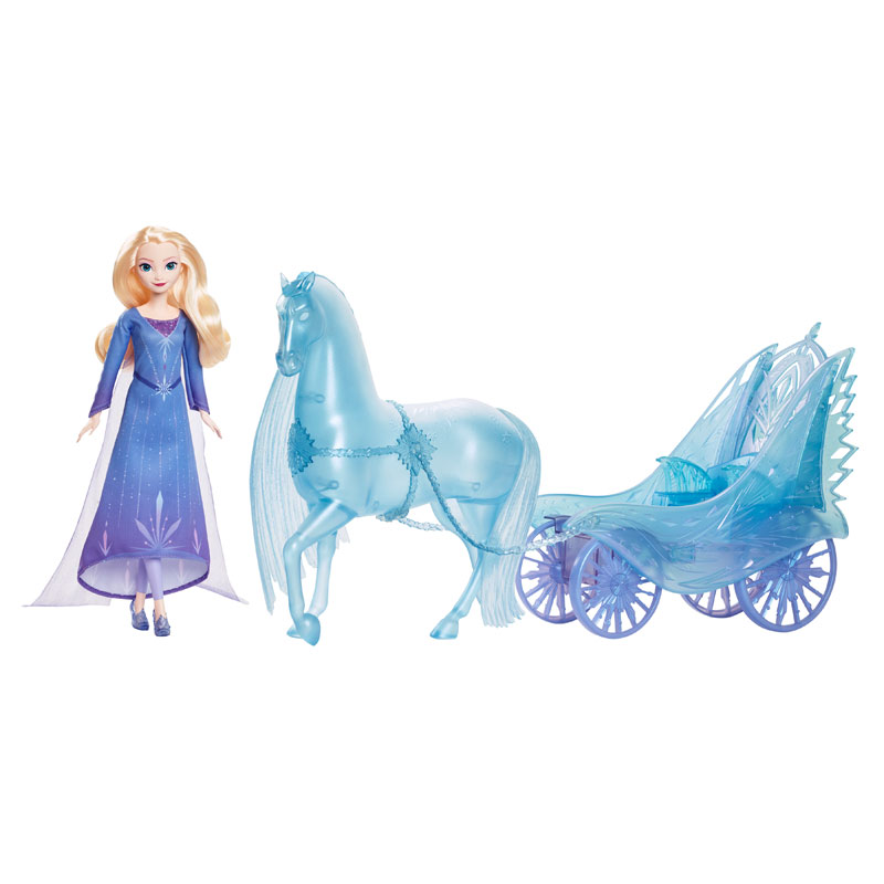 Mattel Disney Frozen II Elsa Fashion Doll with Nokk Adventure Carriage JBG56