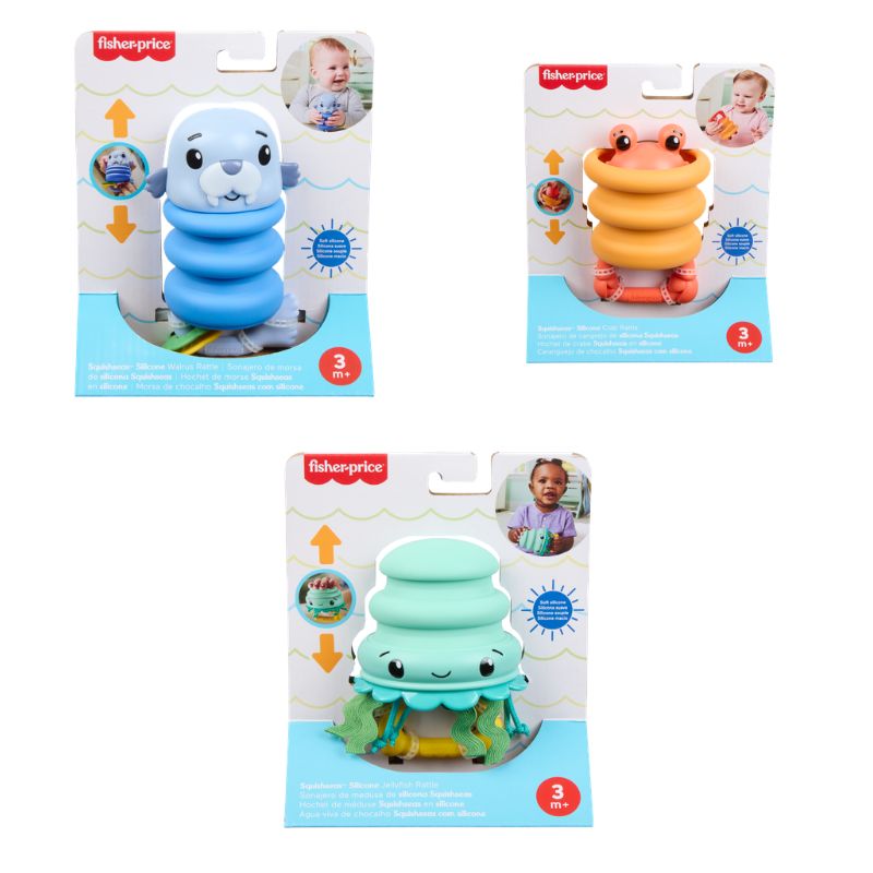 Fisher-Price® Κουδουνίστρες Σιλικόνης Ζωάκια Ωκεανού - Σχέδια JHB54