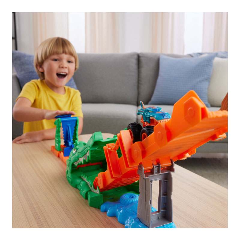 Mattel Hot Wheels Monster Trucks Crocodile Crash Challenge™ Πίστα Εξόντωση Κροκοδείλου JJN45