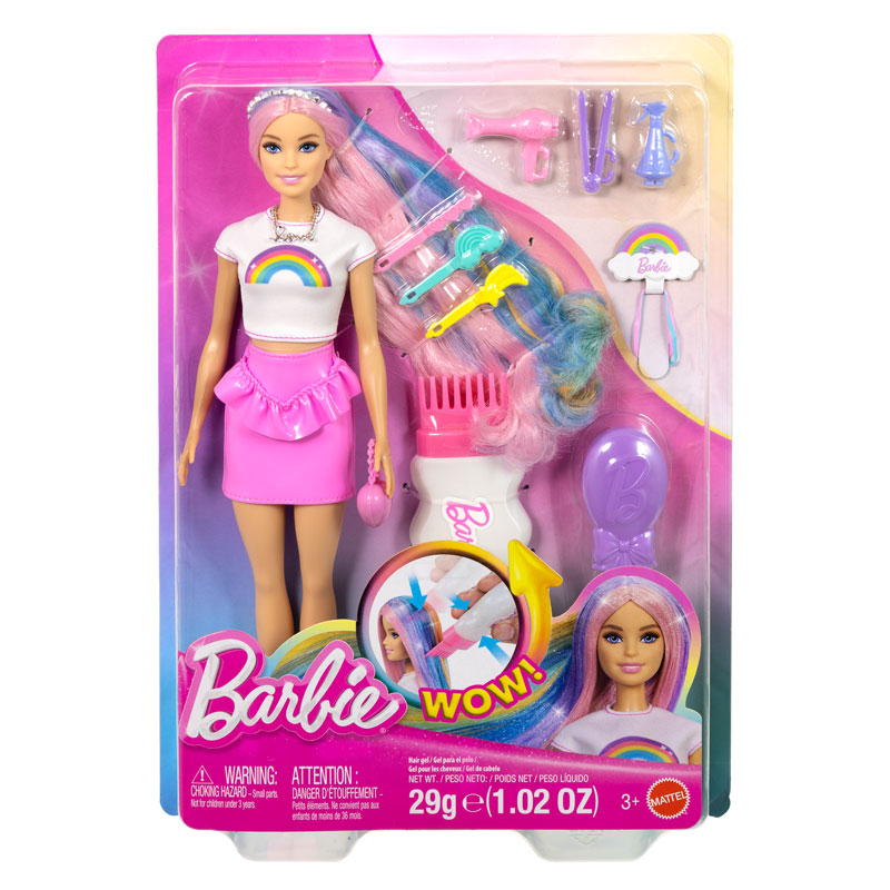 Mattel Barbie Rainbow Sparkle Hair Fashion Doll Πολύχρωμα Μαλλιά με Γκλίτερ JJP07