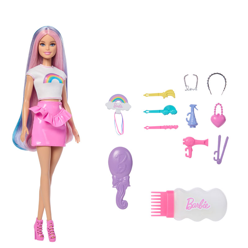 Mattel Barbie Rainbow Sparkle Hair Fashion Doll Πολύχρωμα Μαλλιά με Γκλίτερ JJP07